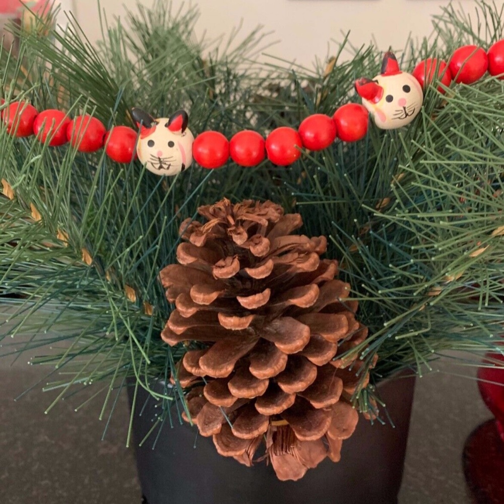 SOLD Wooden Cat Garland 9 ft long